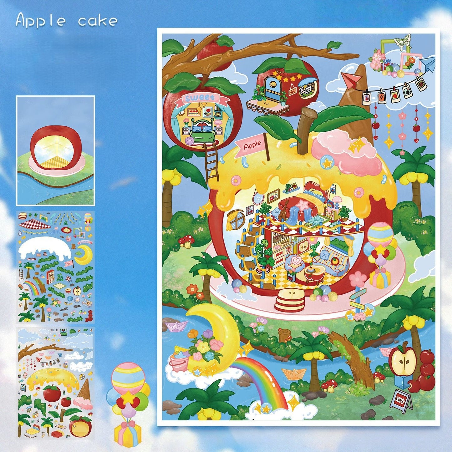 Cakey Wonderland 3D Sticker | 2 Cute Miniature Scenes