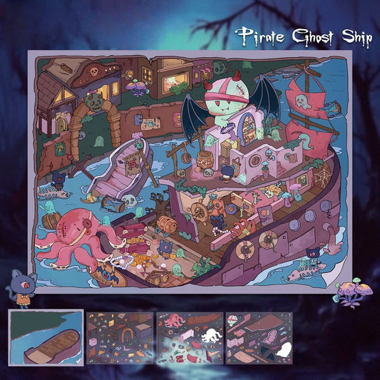 Horror Adventure 3D Sticker | 2 Cute Miniature Scenes