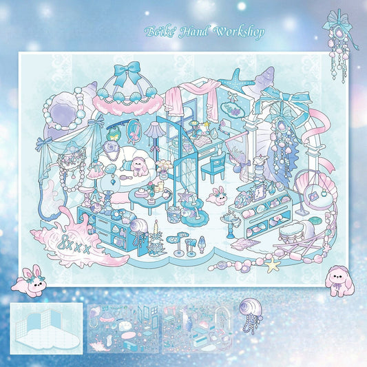 Cute Vintage Shops 3D Sticker | 4 Cute Miniature Scenes