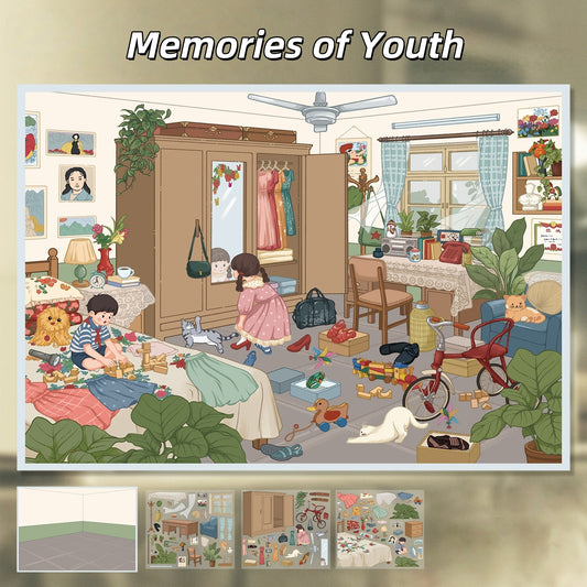 Time Journal 3D Sticker | 2 Cute Miniature Scenes