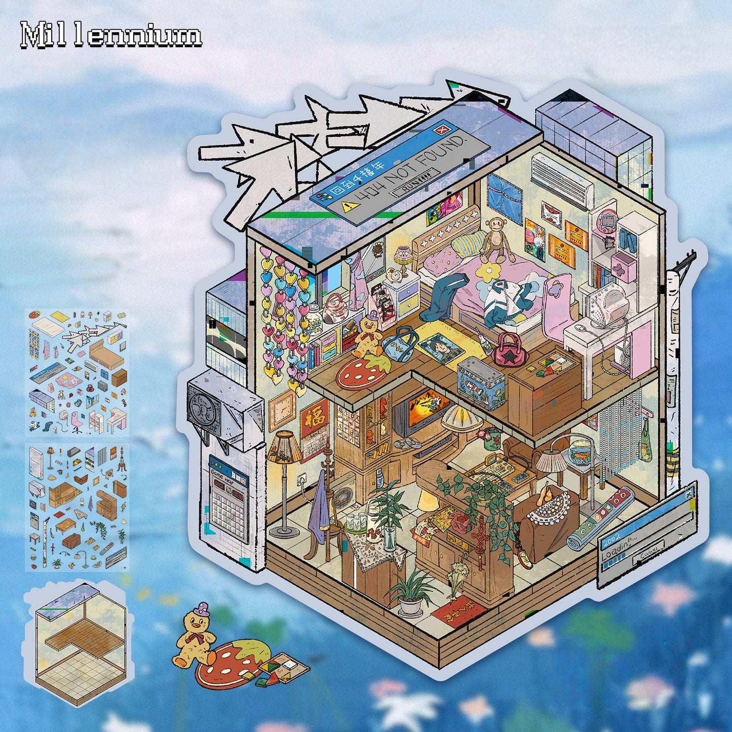 Little Whimsy Cottage 3D Sticker | 4 Cute Miniature Scenes