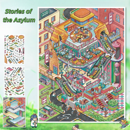 Horror Adventure 3D Sticker | 4 Cute Miniature Scenes