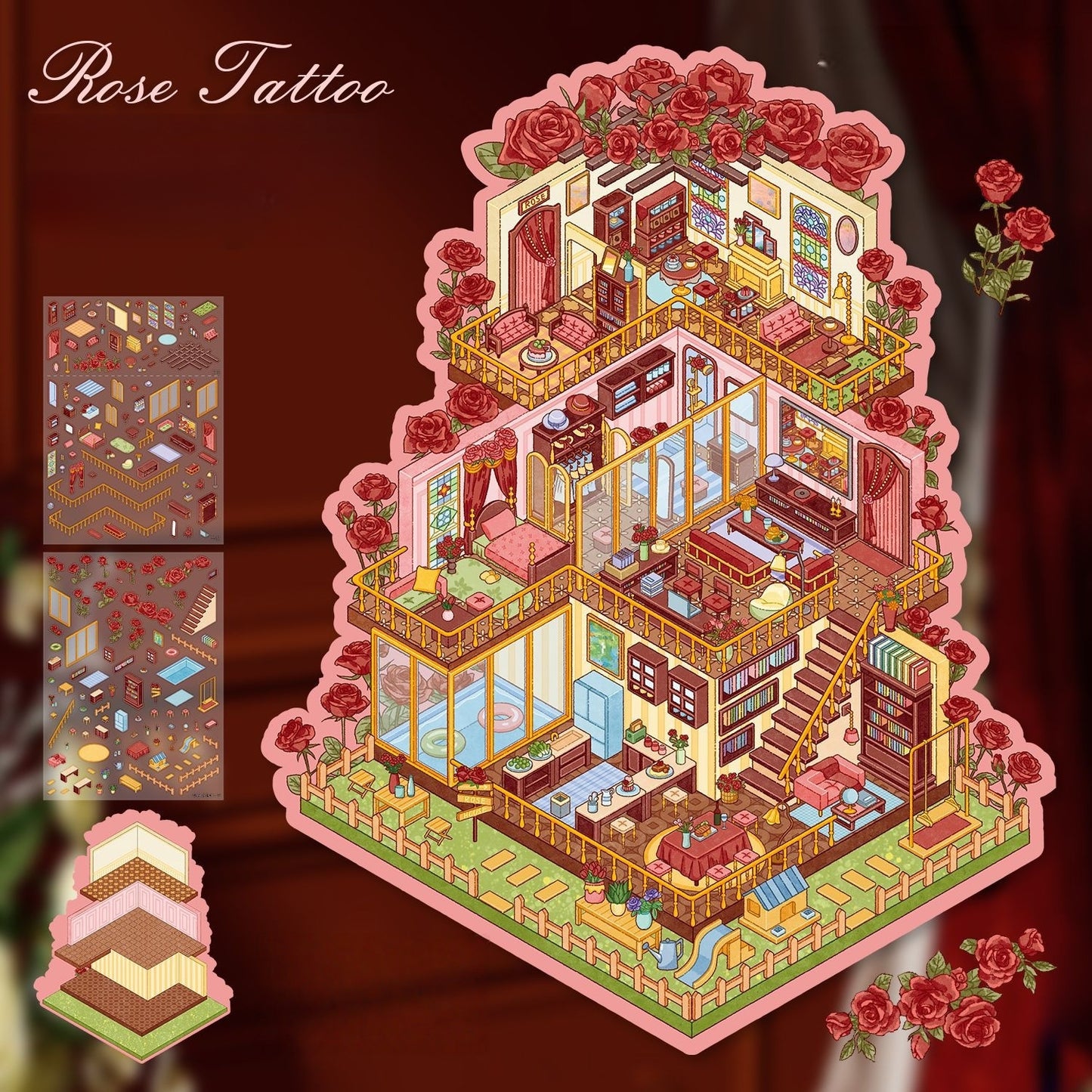 Vintage Villa 3D Sticker | 2 Cute Miniature Scenes