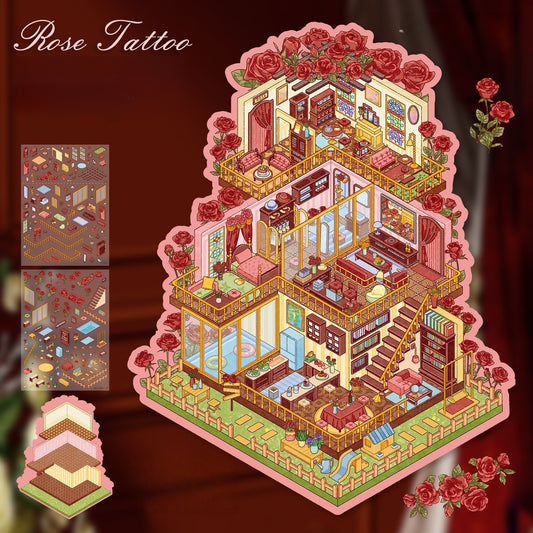 Vintage Villa 3D Sticker | 2 Cute Miniature Scenes