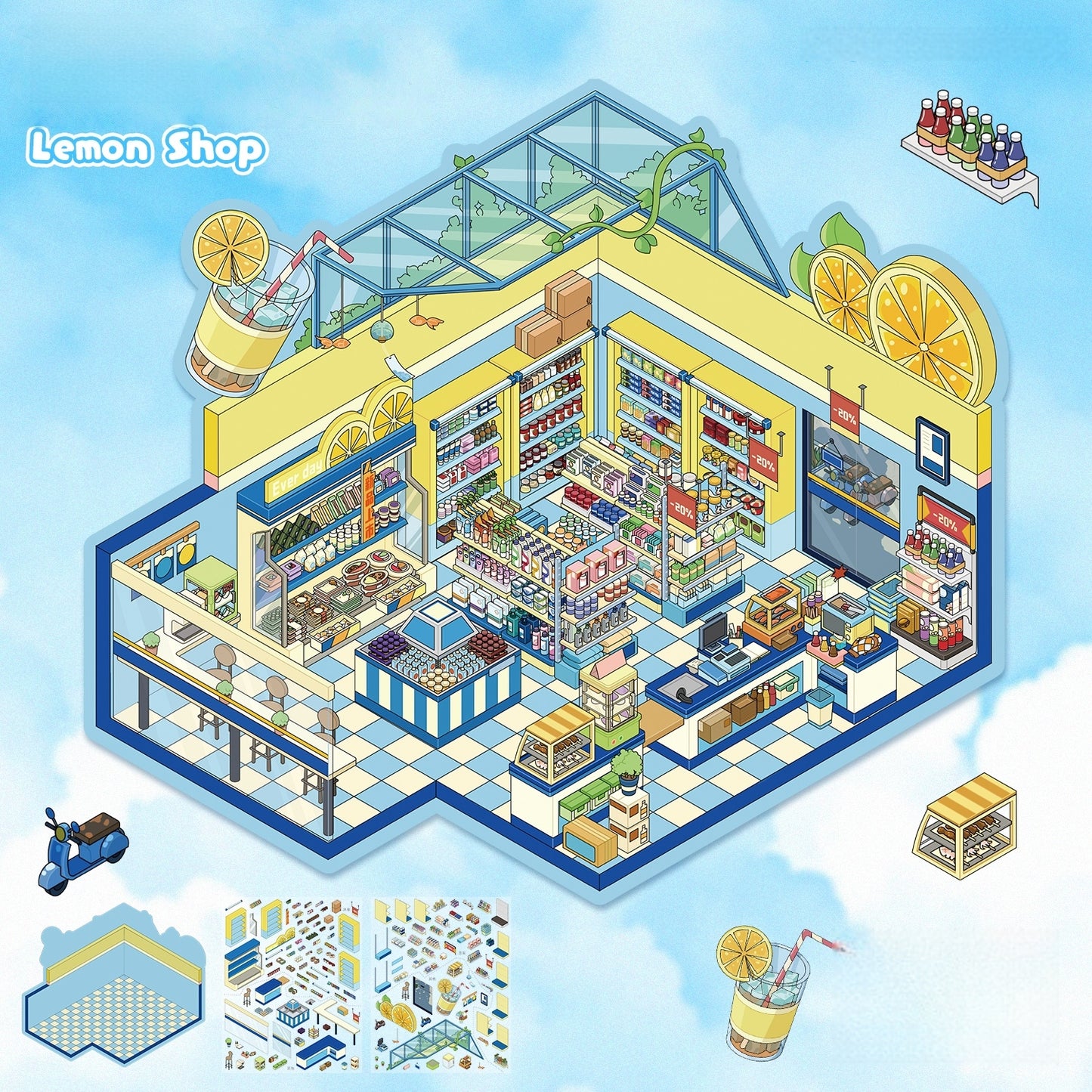 Simulation Management 3D Sticker | 2 Cute Miniature Scenes