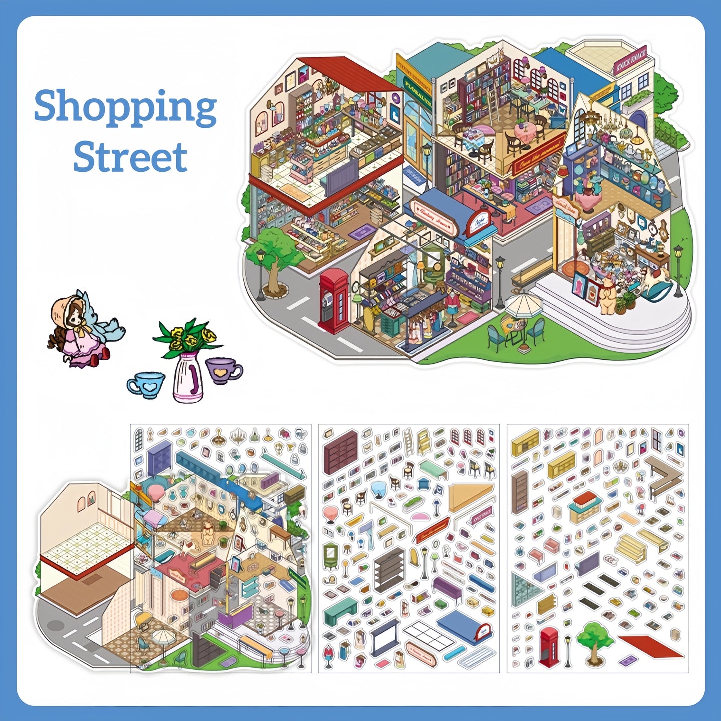 Streetscape 3D Sticker | 2 Cute Miniature Scenes
