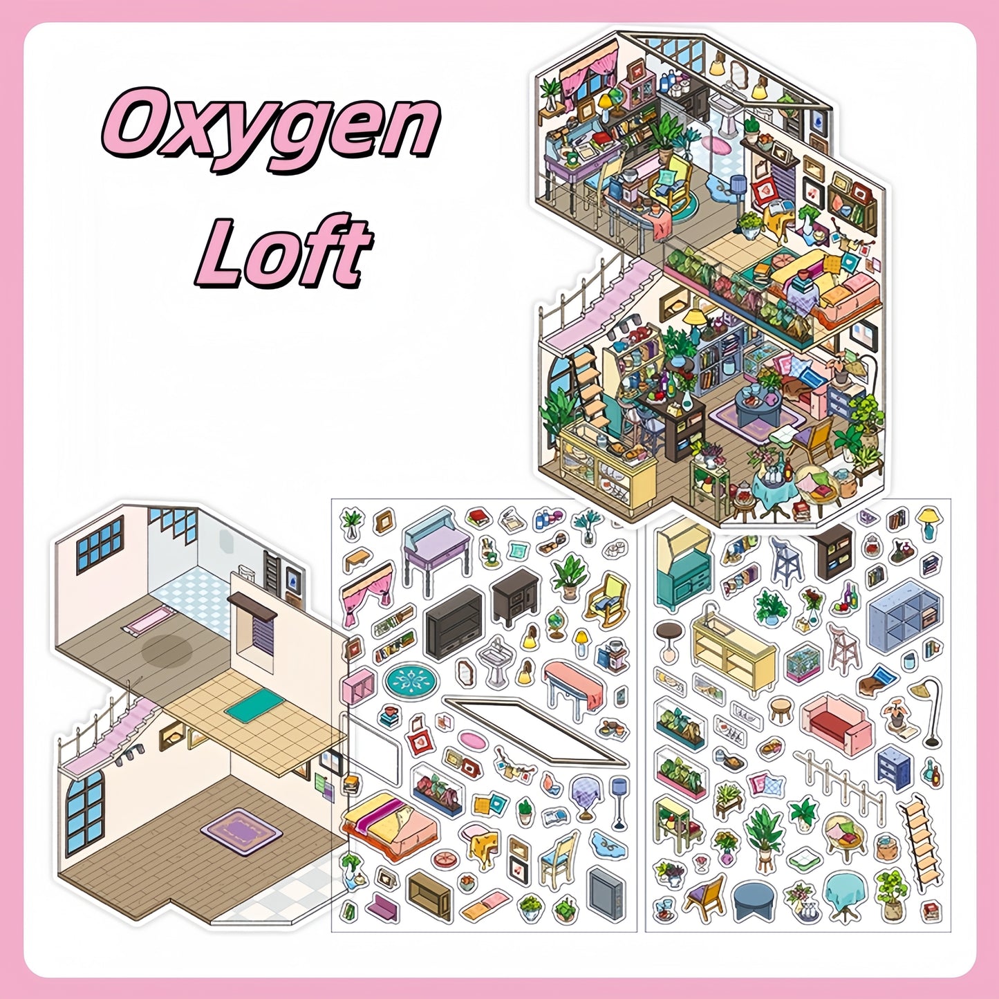 Little Dream House 3D Sticker | 4 Cute Miniature Scenes