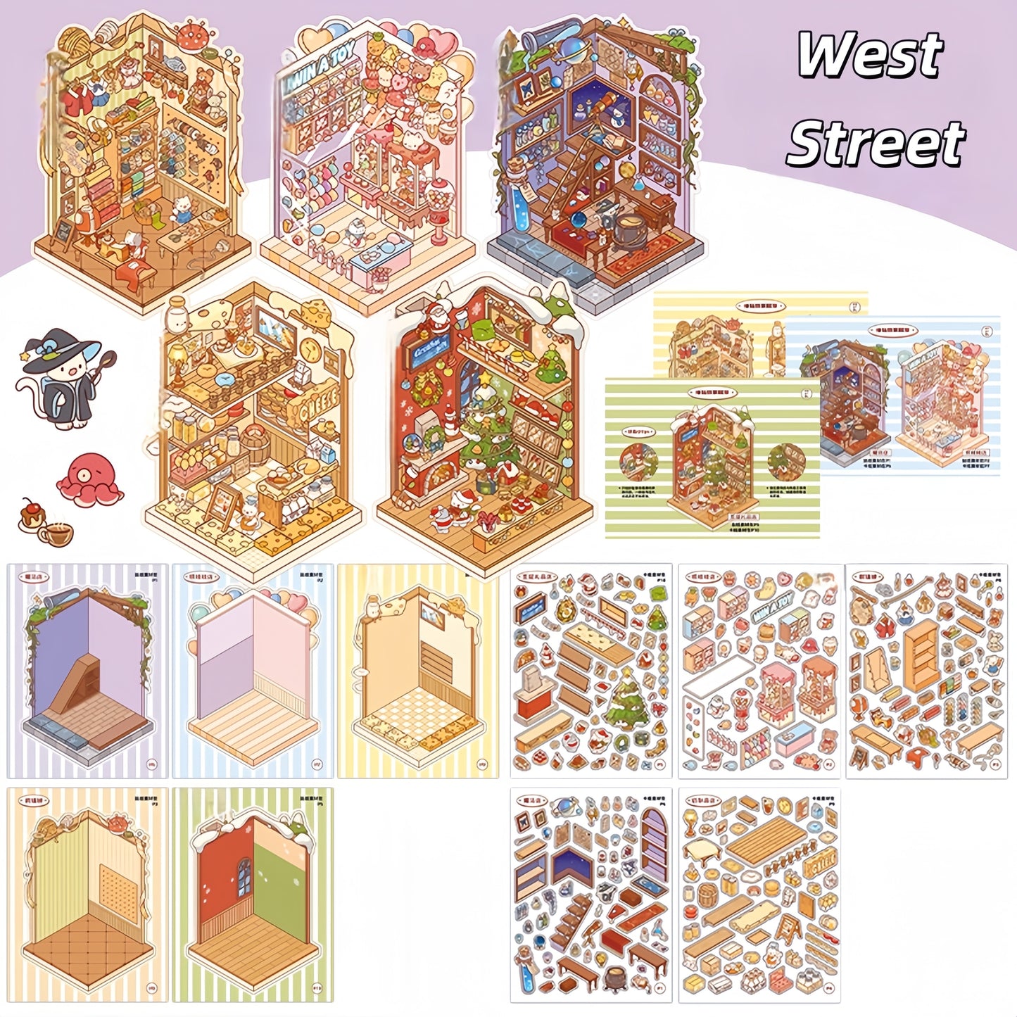 Simulation Management 3D Sticker Material Book | 10 Cute Miniature Scenes