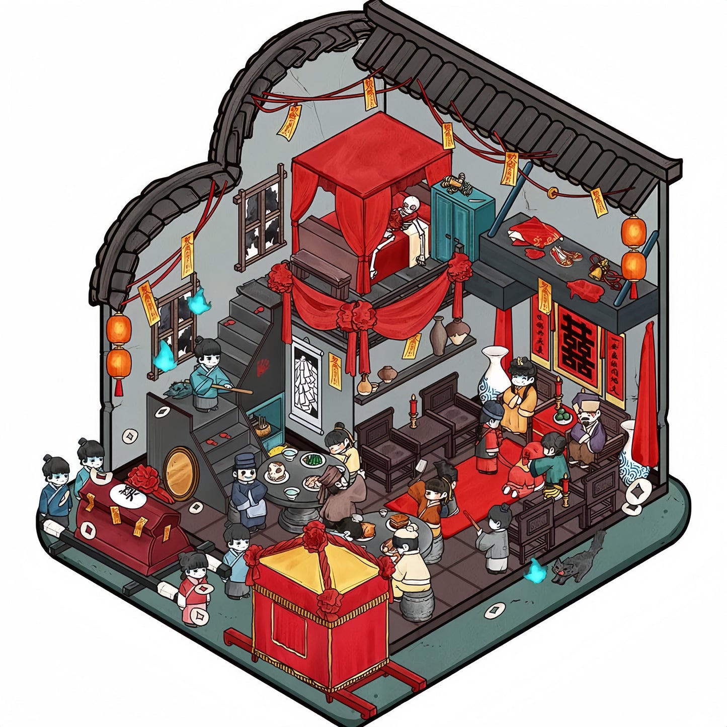 Horror Adventure 3D Sticker | 3 Cute Miniature Scenes