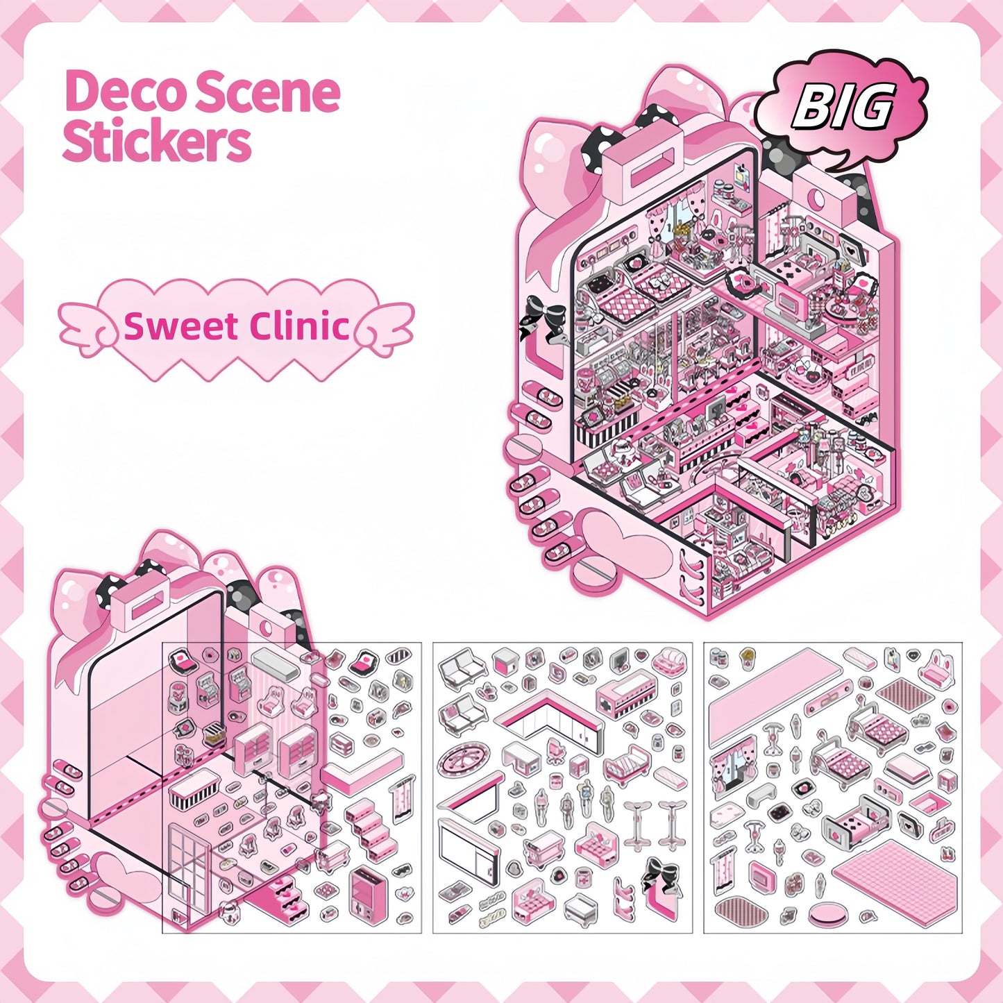 Tiny Shops 3D Sticker | 4 Cute Miniature Scenes