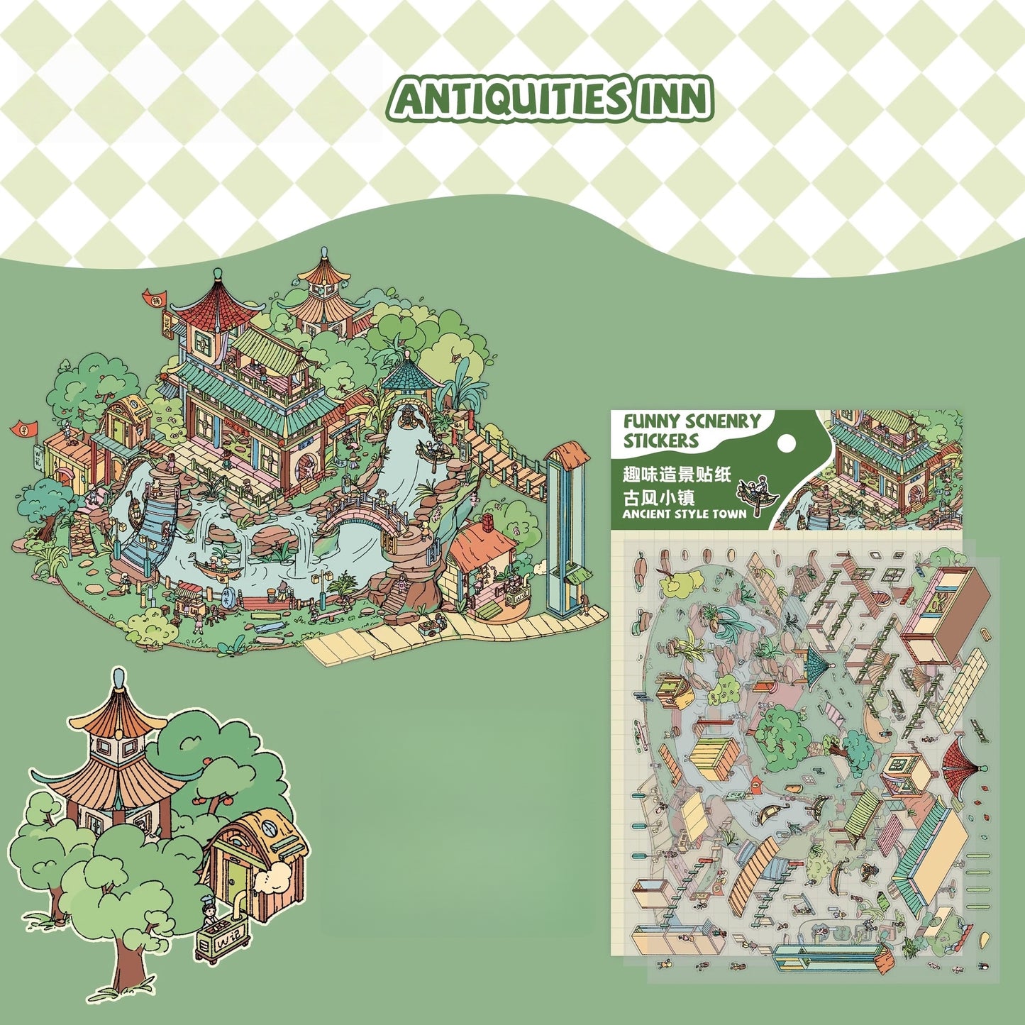Timeless Journeys 3D Sticker | 4 Cute Miniature Scenes