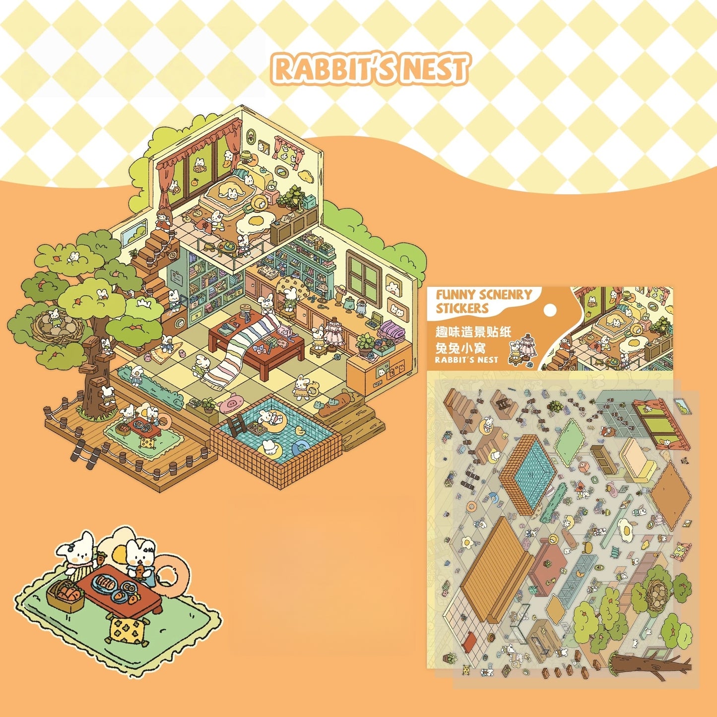 Dreamy Hideouts 3D Sticker | 4 Cute Miniature Scenes