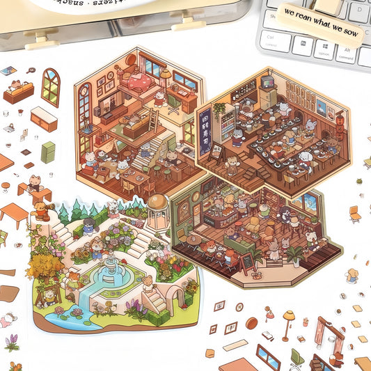 Fairytale Bazaar 3D Sticker | 4 Cute Miniature Scenes