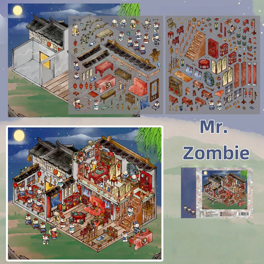 Chinese Horror 3D Sticker | 3 Cute Miniature Scenes