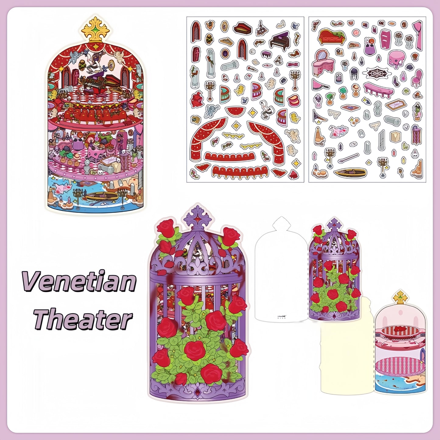 Whimsical Space 3D Sticker | 4 Cute Miniature Scenes