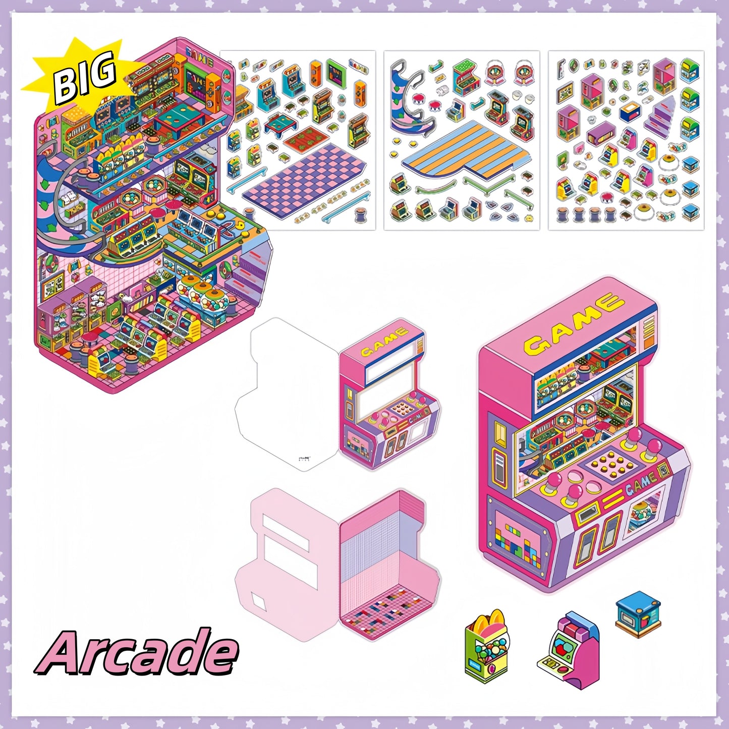 Tiny Shops 3D Sticker | 4 Cute Miniature Scenes