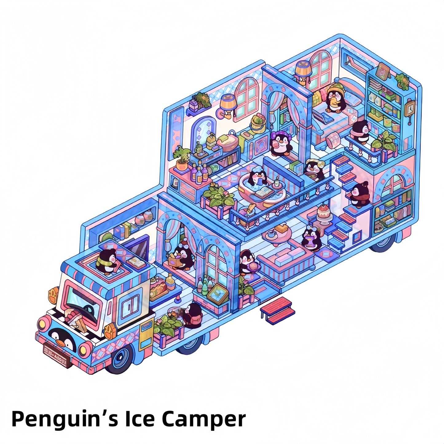 Critter Caravan 3D Sticker | 4 Cute Miniature Scenes