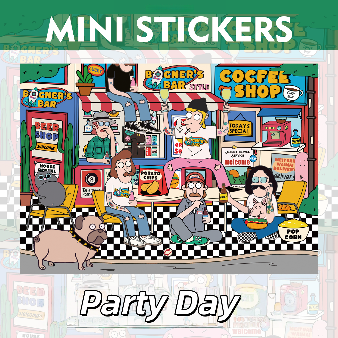 American Retro 3D Sticker | 4 Cute Miniature Scenes