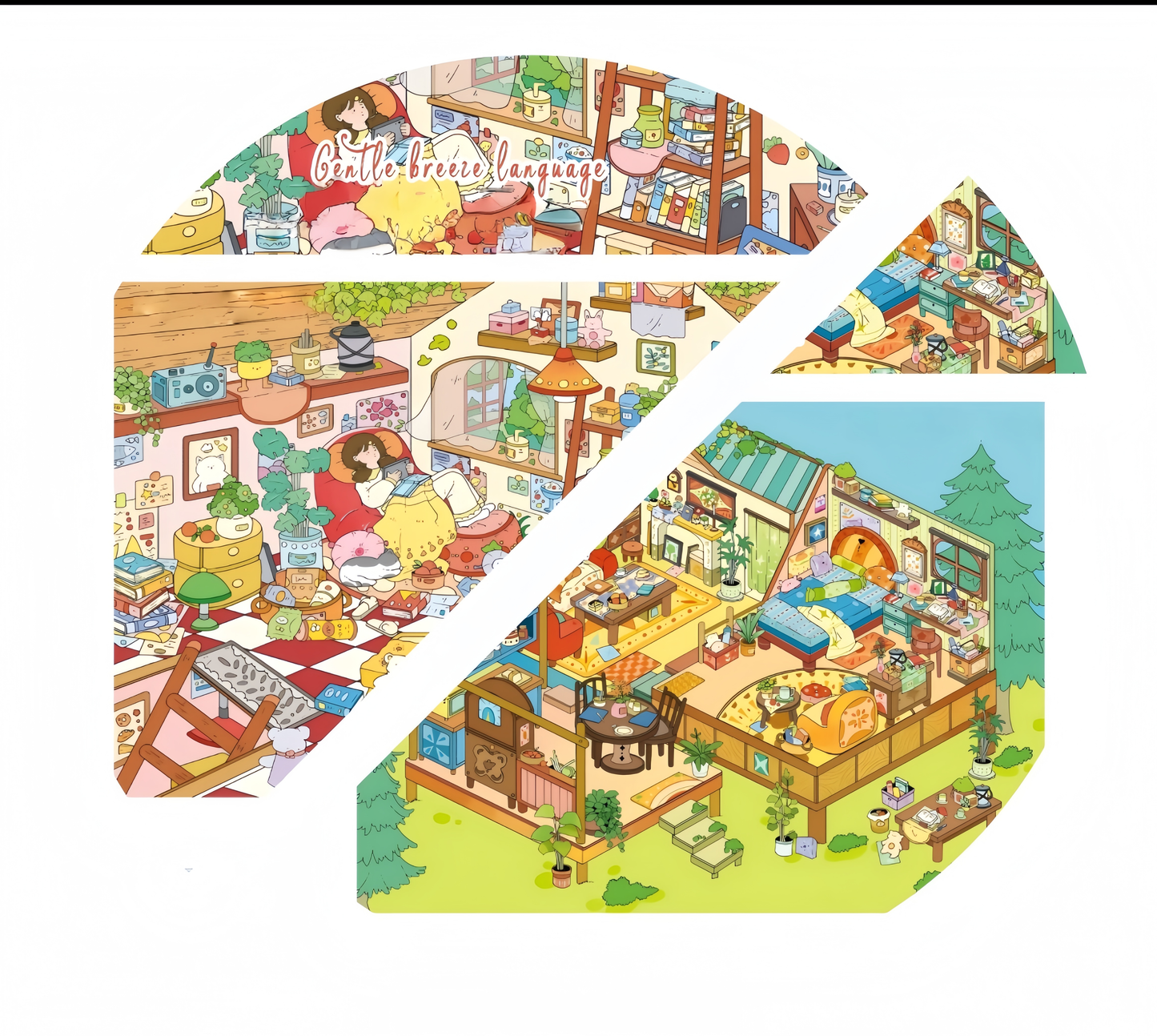 Gentle Breeze Language 3D Sticker | 4 Cute Miniature Scenes