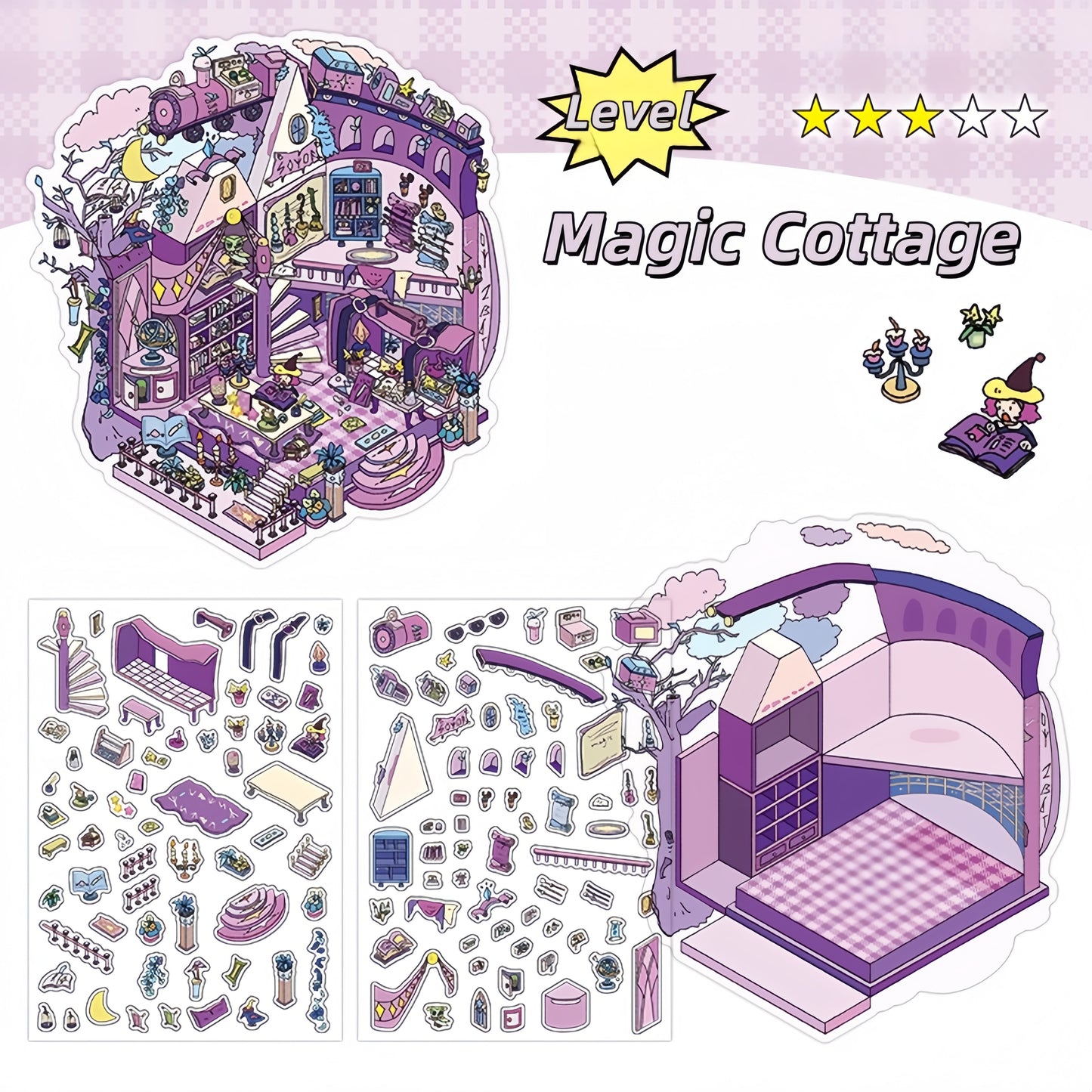 Enchanted Tales 3D Sticker | 4 Cute Miniature Scenes