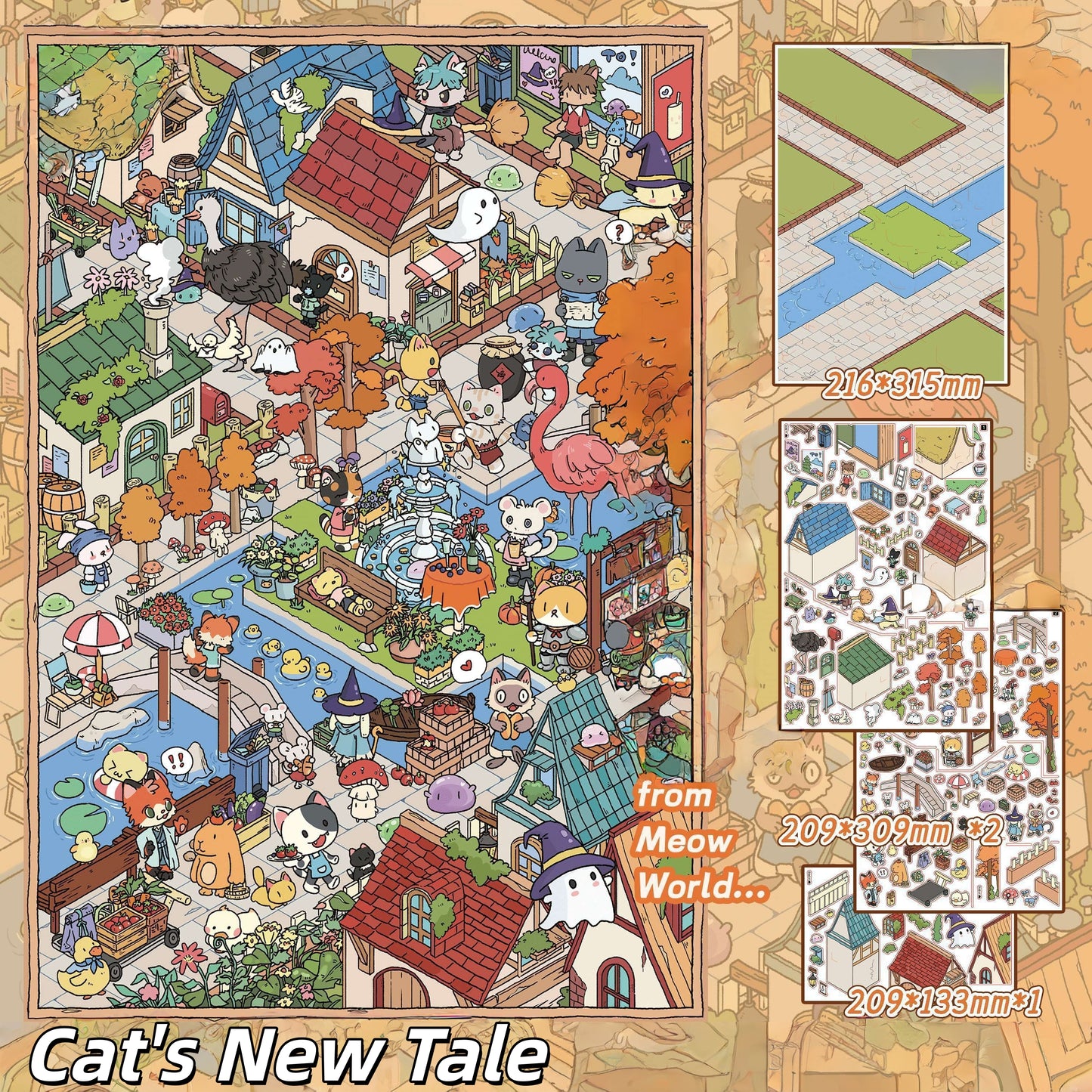 Kitty Tales 3D Sticker | 2 Cute Miniature Scenes