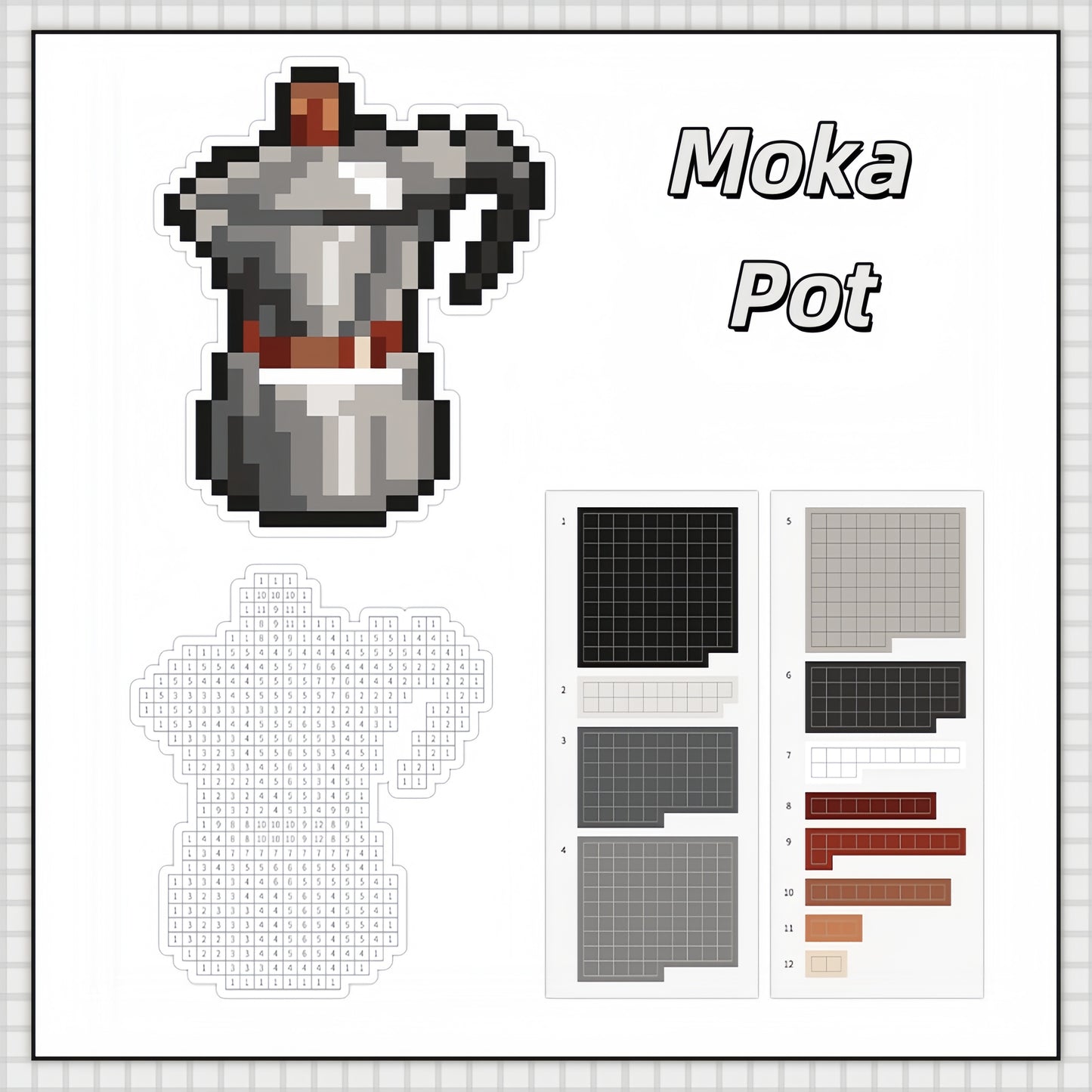 Food Pixel Bead Sticker | 6 Cute Miniature Scene