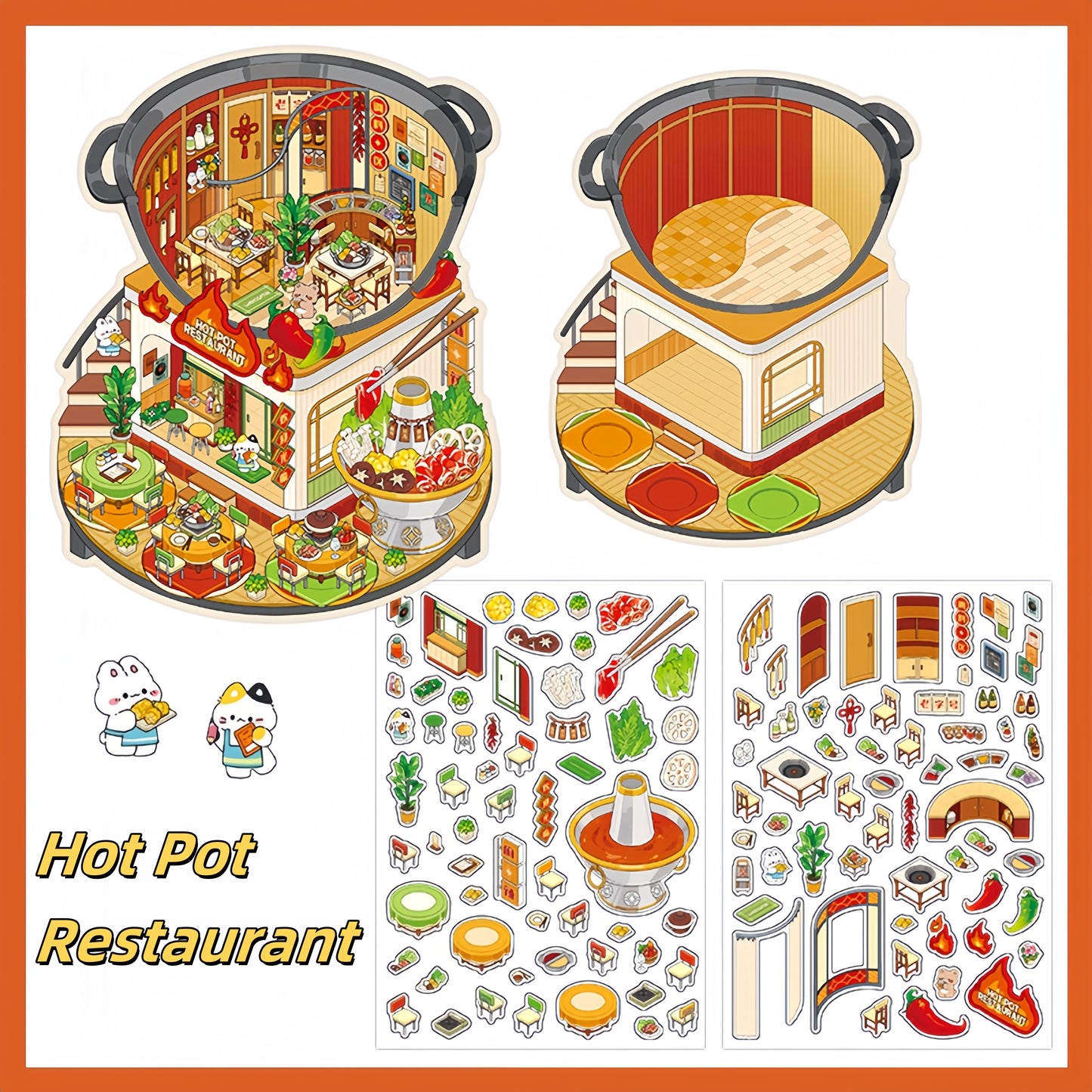 Tiny Shops 3D Sticker | 4 Cute Miniature Scenes
