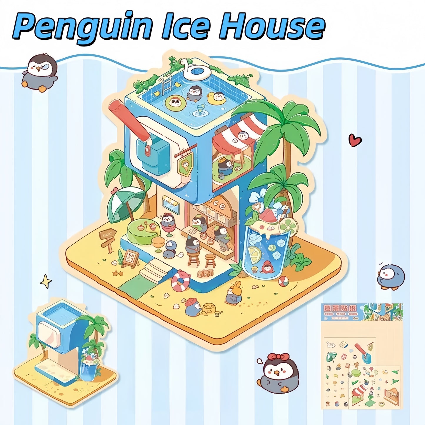 Paws Shop 3D Sticker | 4 Cute Miniature Scenes