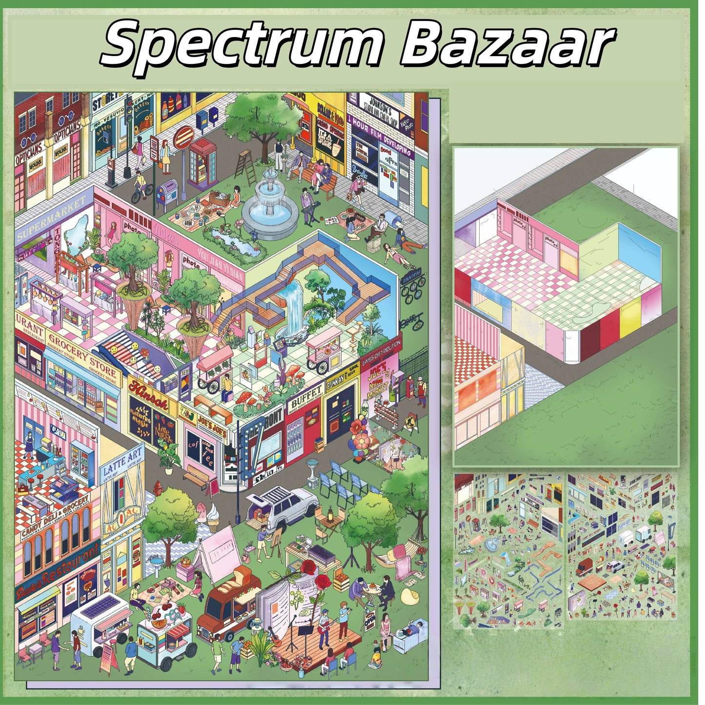 Palette Block 3D Sticker | 2 Cute Miniature Scenes