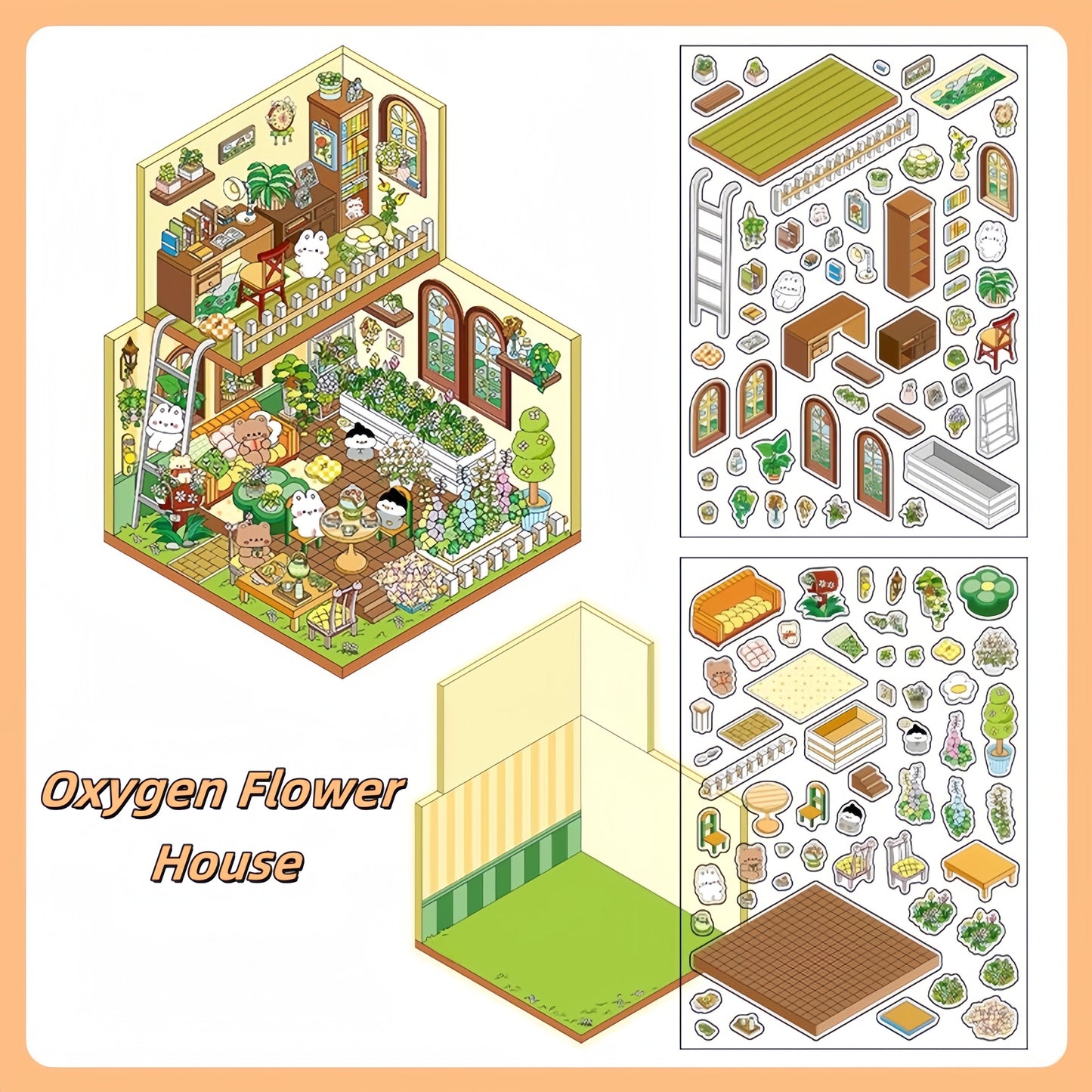 Little Dream House 3D Sticker | 4 Cute Miniature Sticker