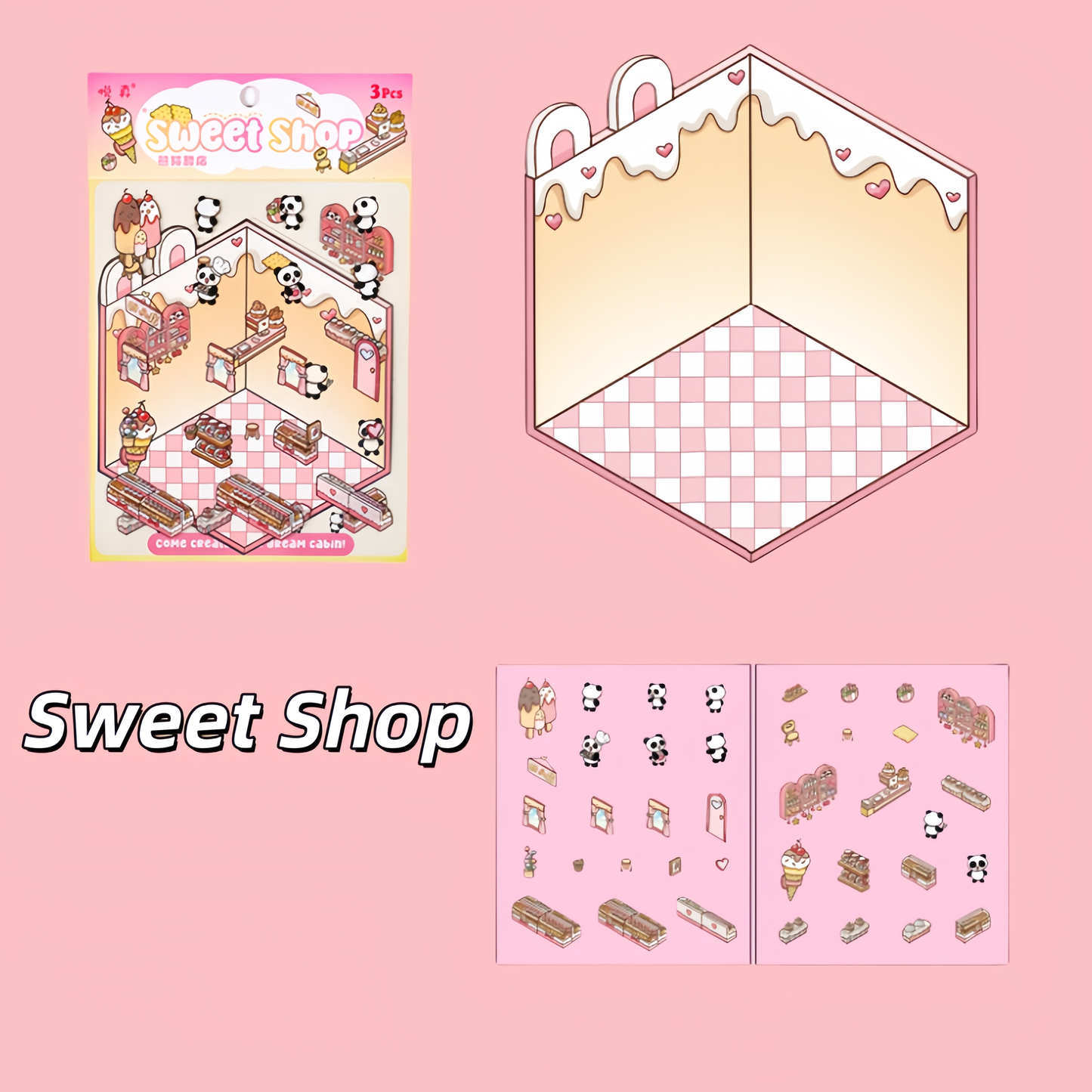 Dream House 3D Sticker | 4 Cute Miniature Scenes
