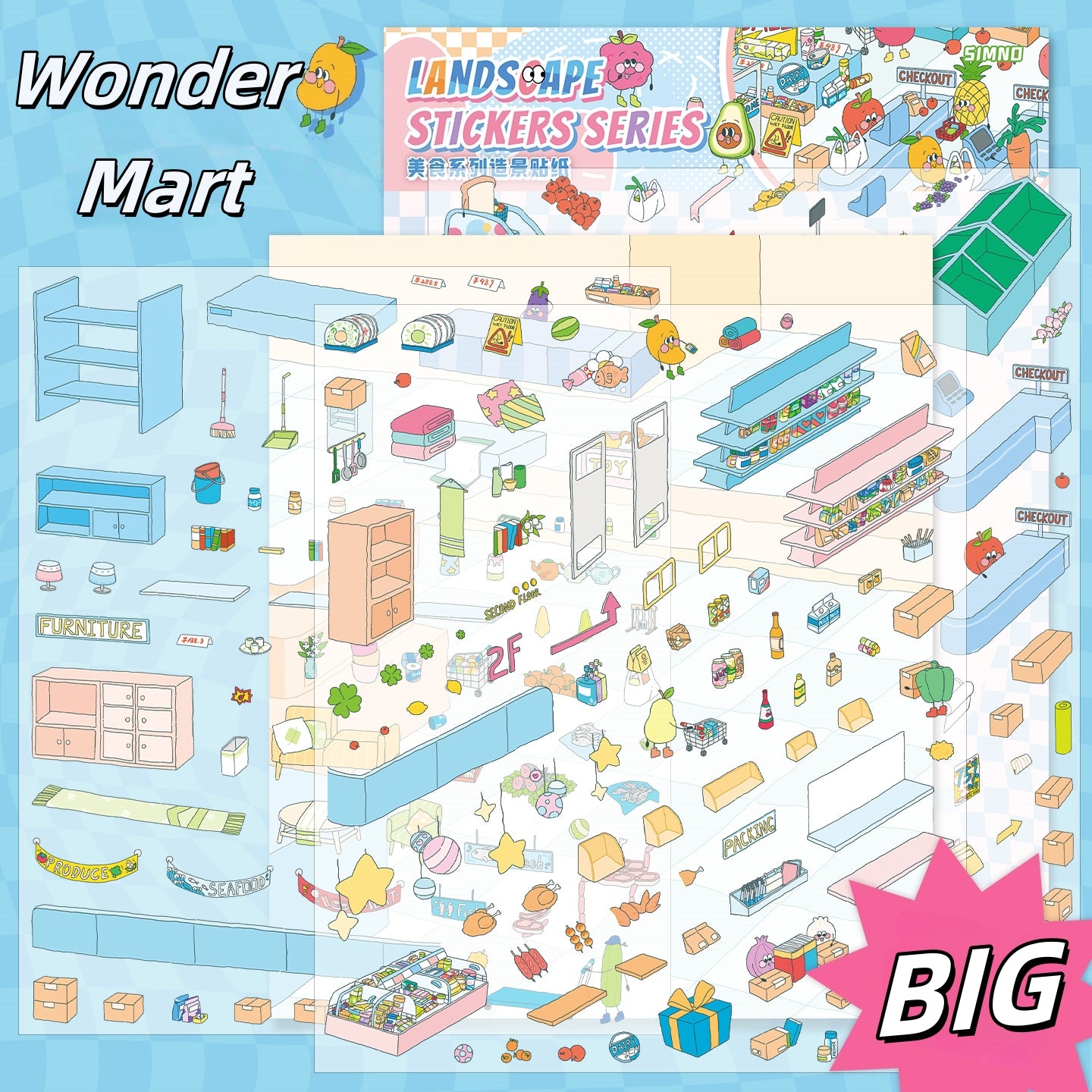 Flavor World 3D Sticker | 2 Cute Miniature Scenes