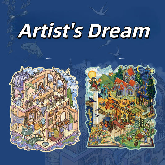 Artist's Dream 3D Sticker | 2 Cute Miniature Scenes