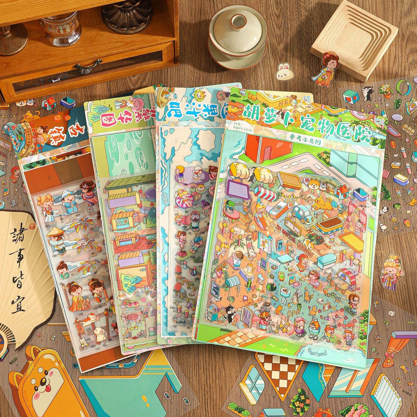 Carrot Town 3D Sticker | 4 Cute Miniature Scenes