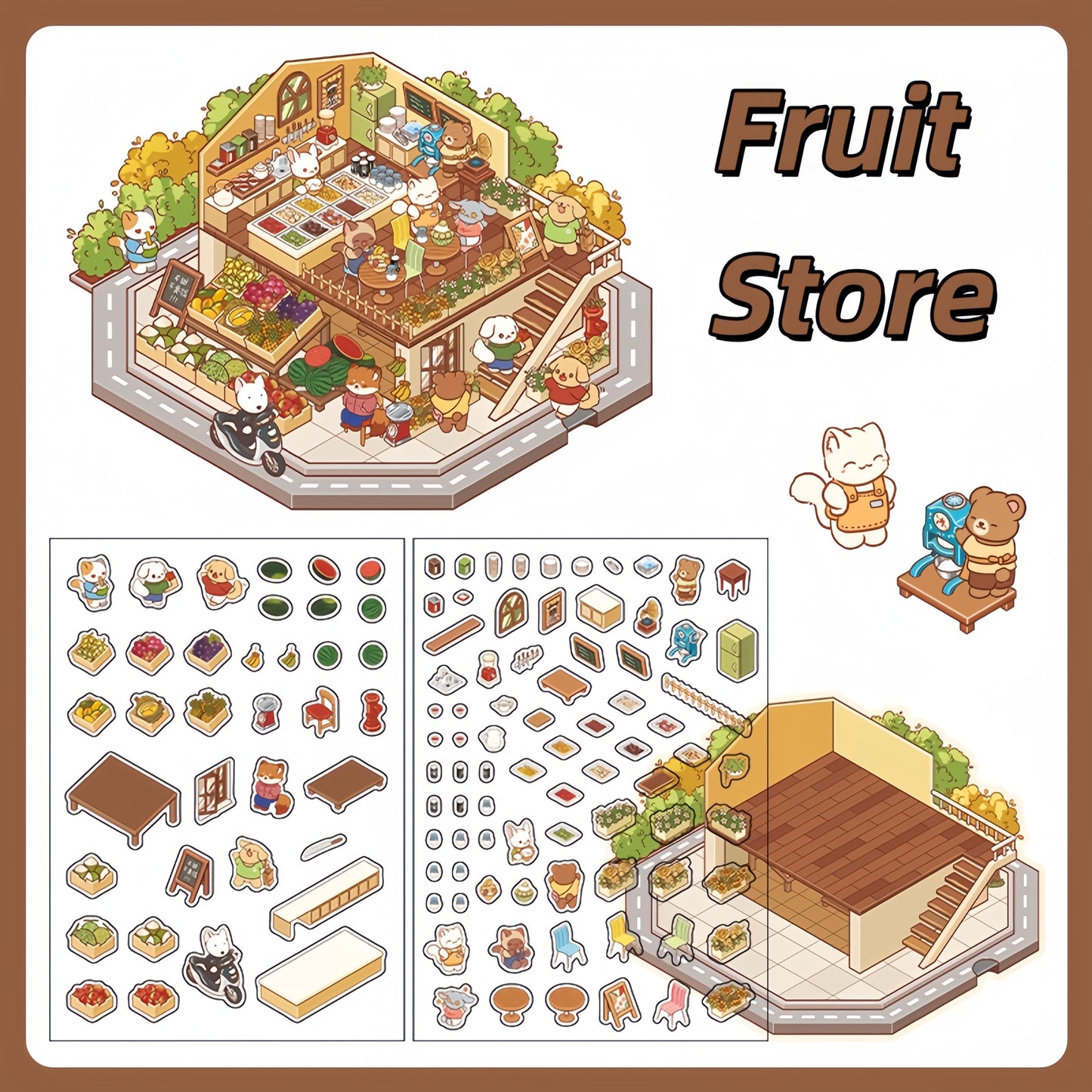 Little Wonder Rooms 3D Sticker | 4 Cute Miniature Scenes