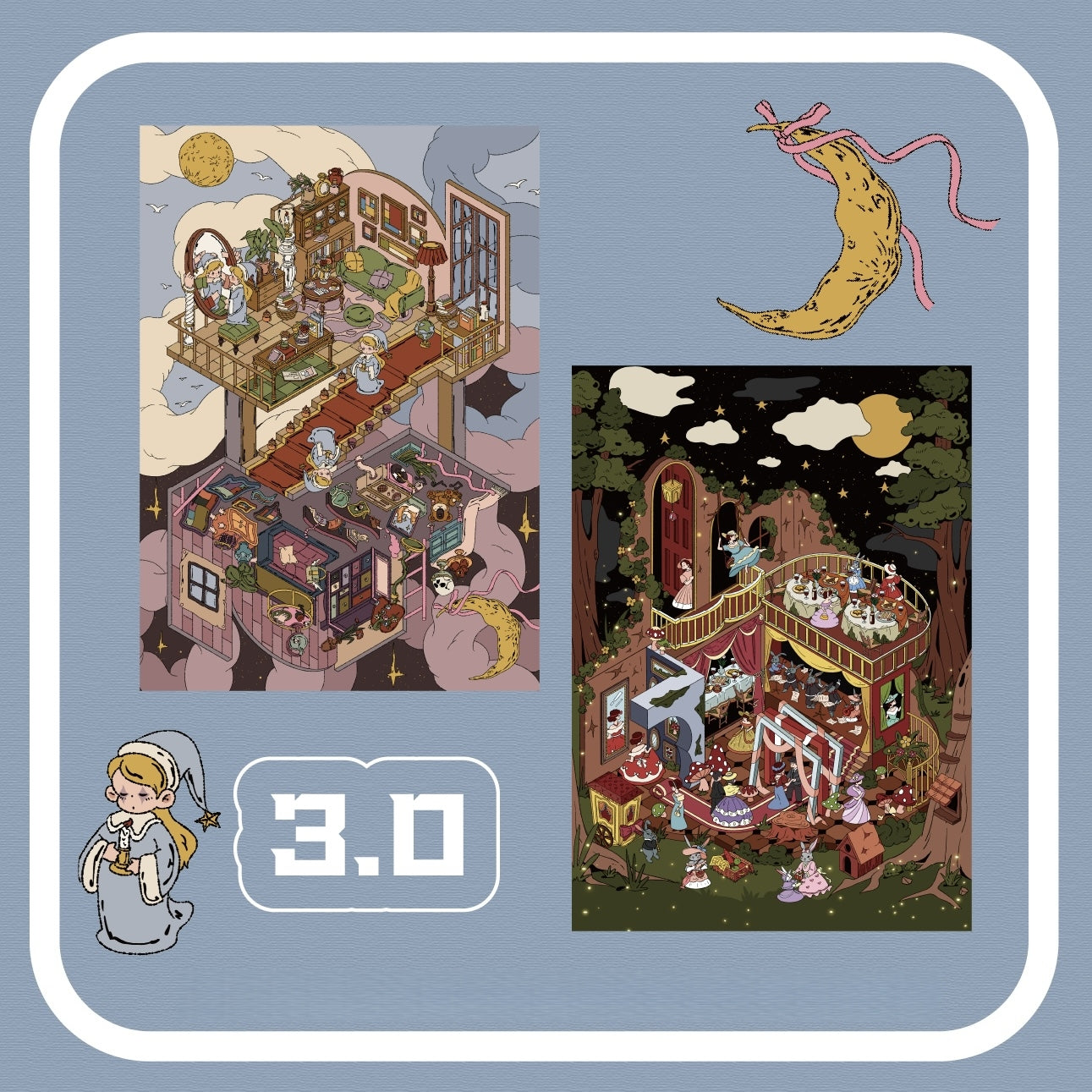 Dreamy Corners 3D Sticker | 6 Cute Miniature Scenes