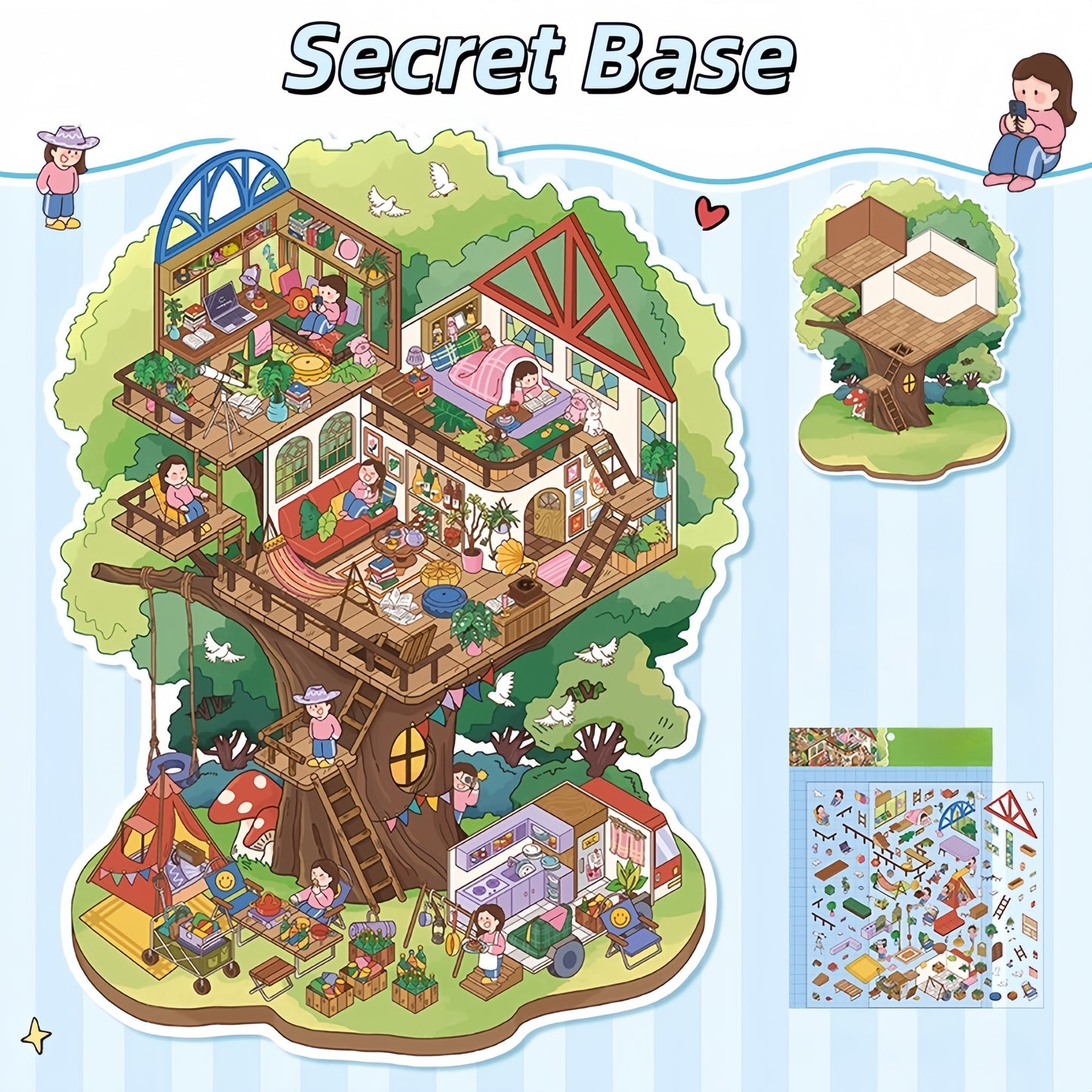 Dreamland 3D Sticker | 2 Cute Miniature Scenes