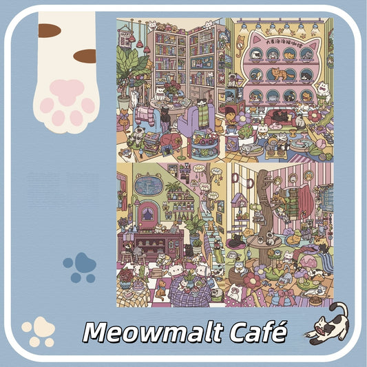 Meowmalt Café 3D Sticker | 4 Cute Miniature Scenes