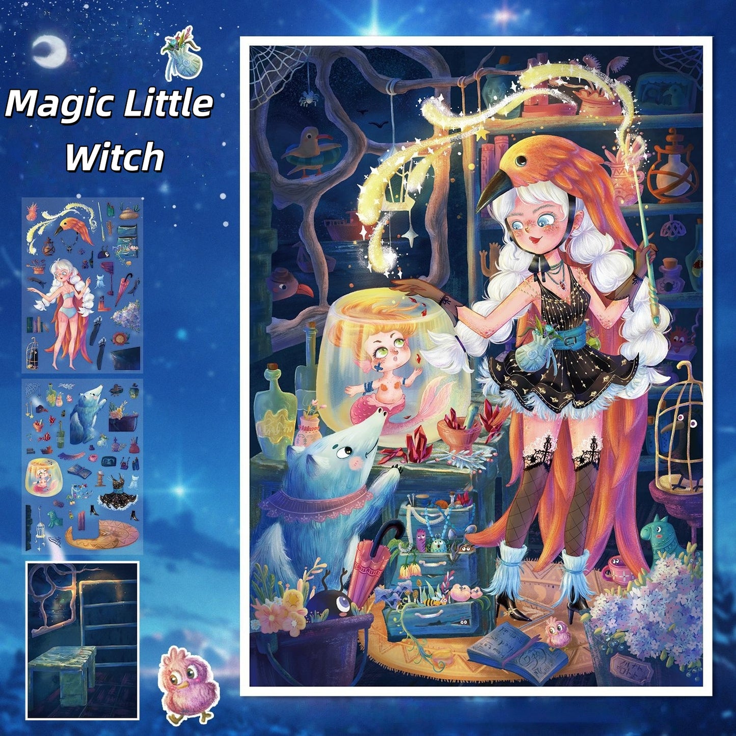 Witchy Whispers 3D Sticker | 4 Cute Miniature Scenes