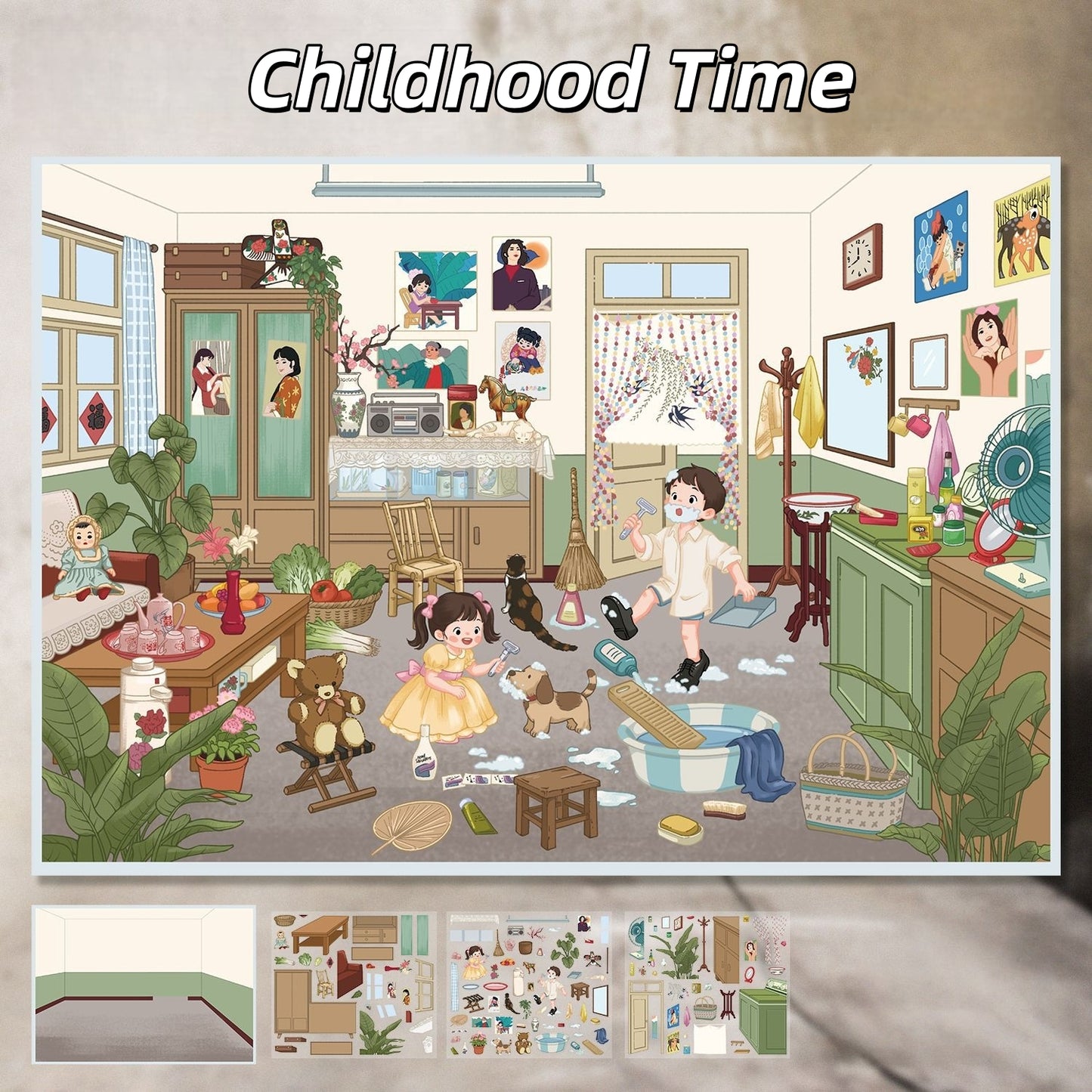 Time Journal 3D Sticker | 2 Cute Miniature Scenes
