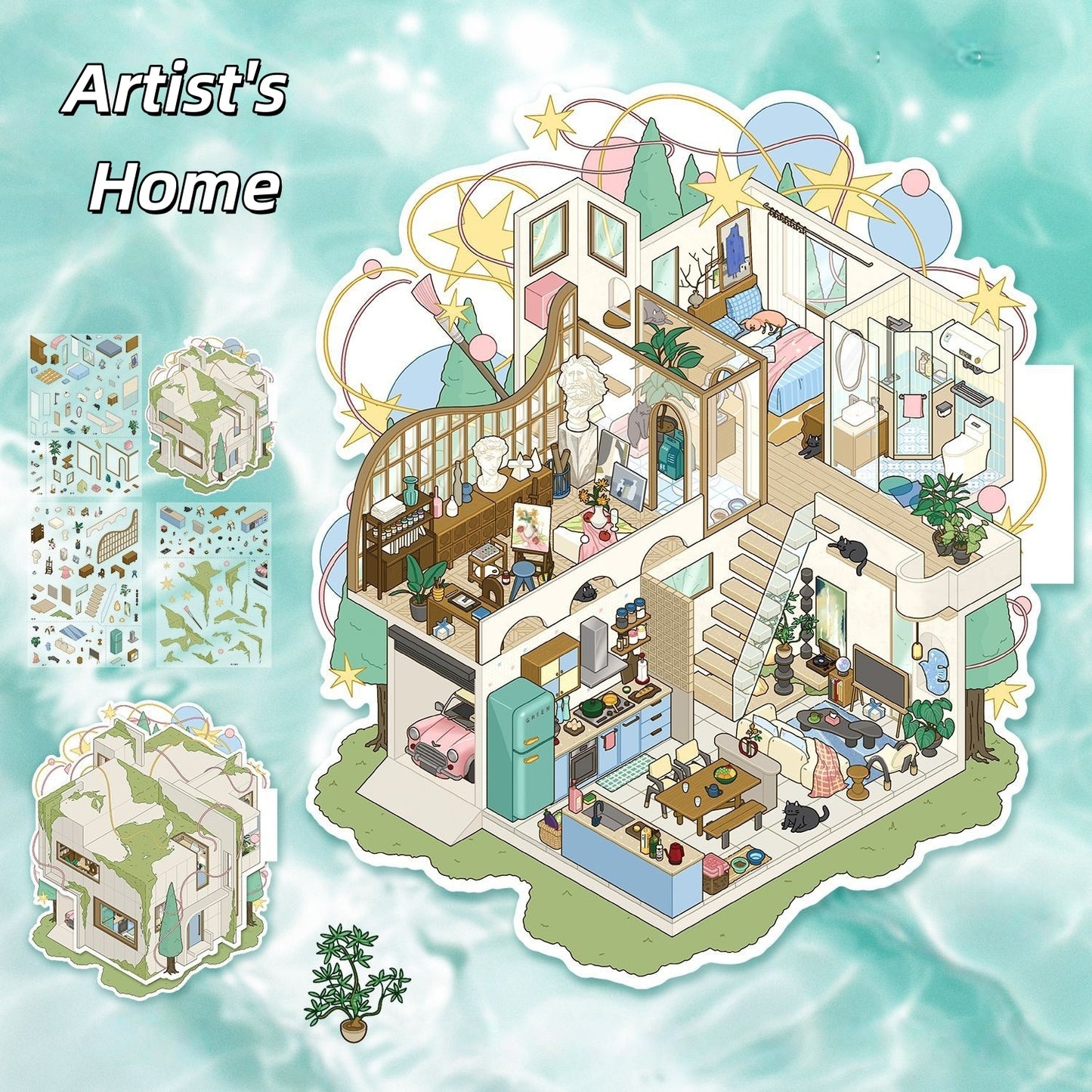 Dream House 3D Sticker | 2 Cute Miniature Scenes