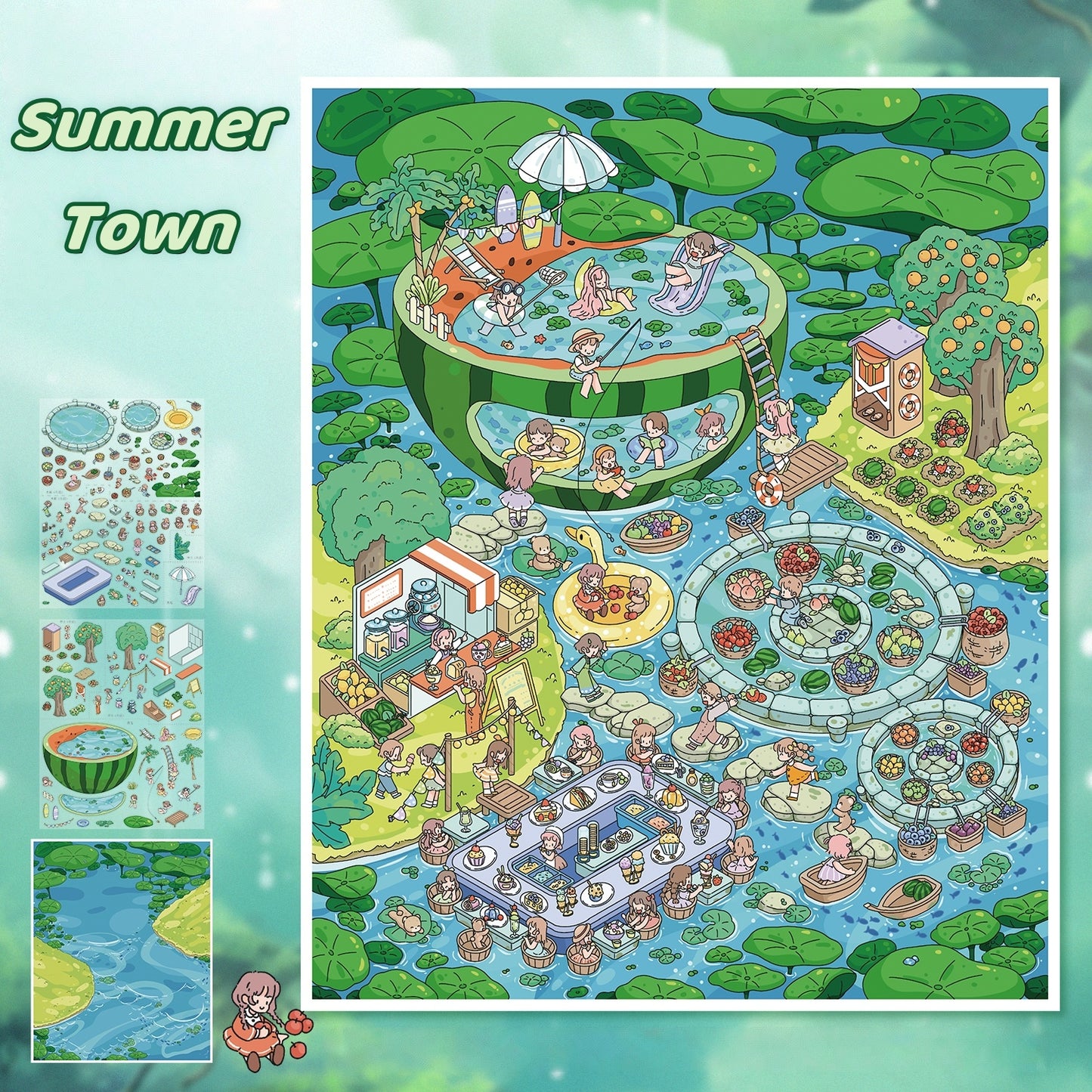 Summer Time 3D Sticker | 2 Cute Miniature Scenes