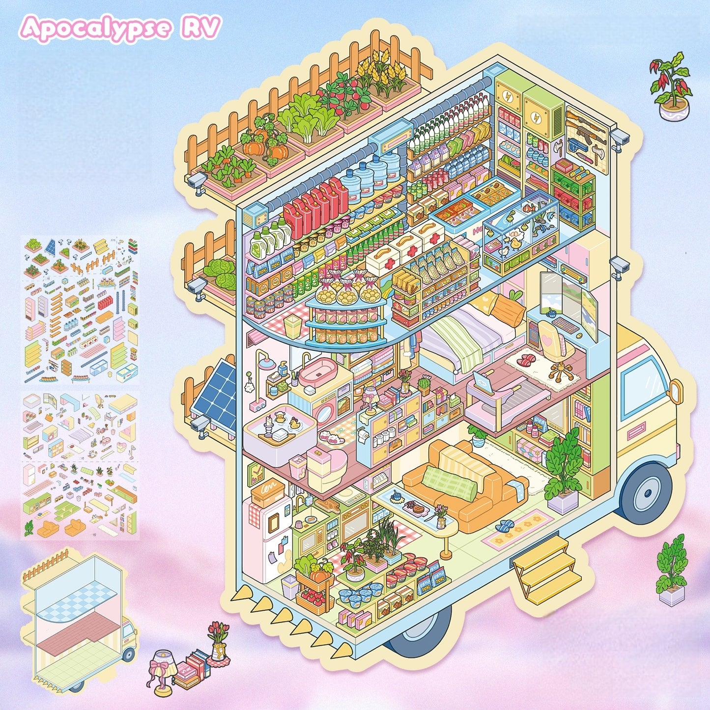 Simulation Management 3D Sticker | 2 Cute Miniature Scenes