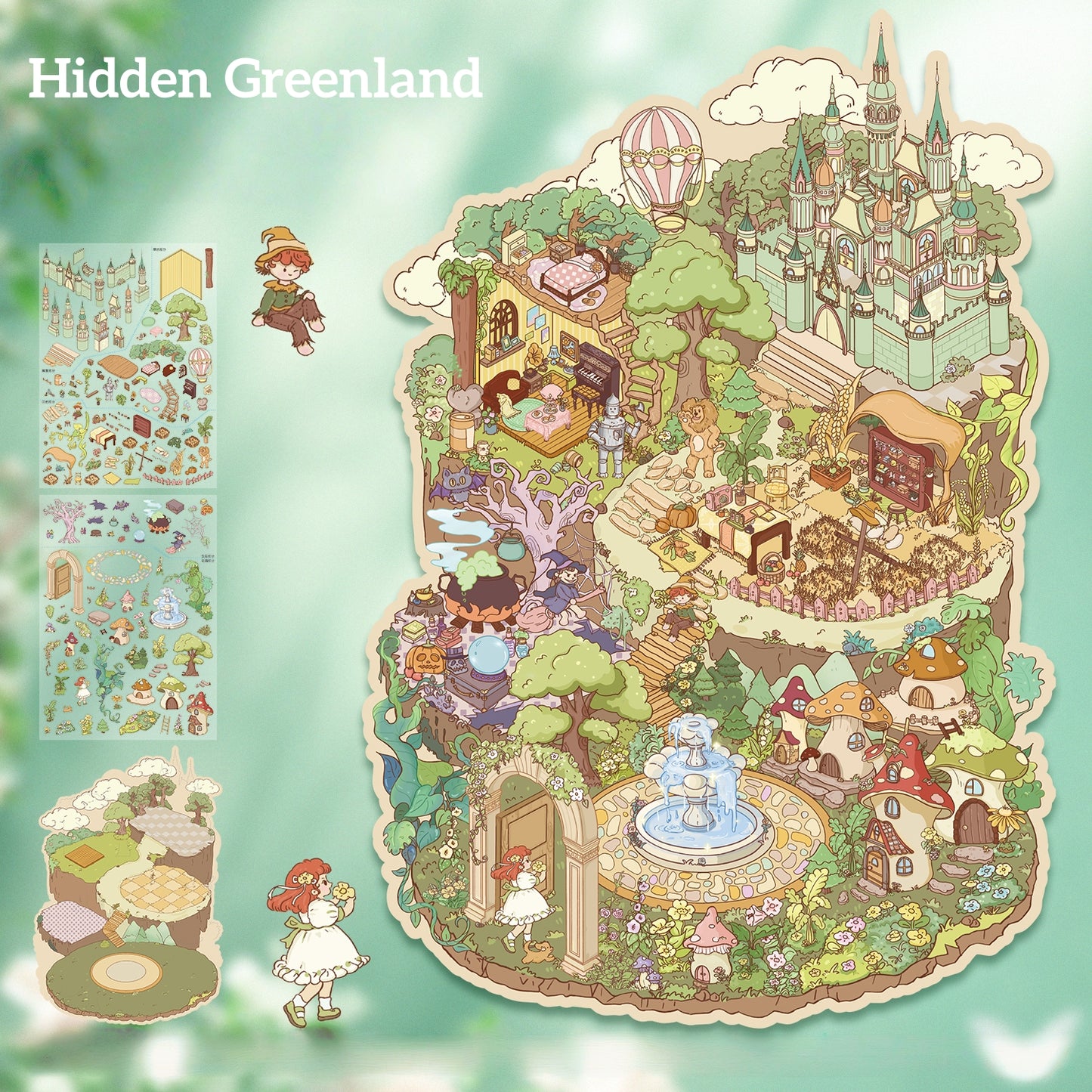 Enchanted Realms 3D Sticker | 2 Cute Miniature Scenes