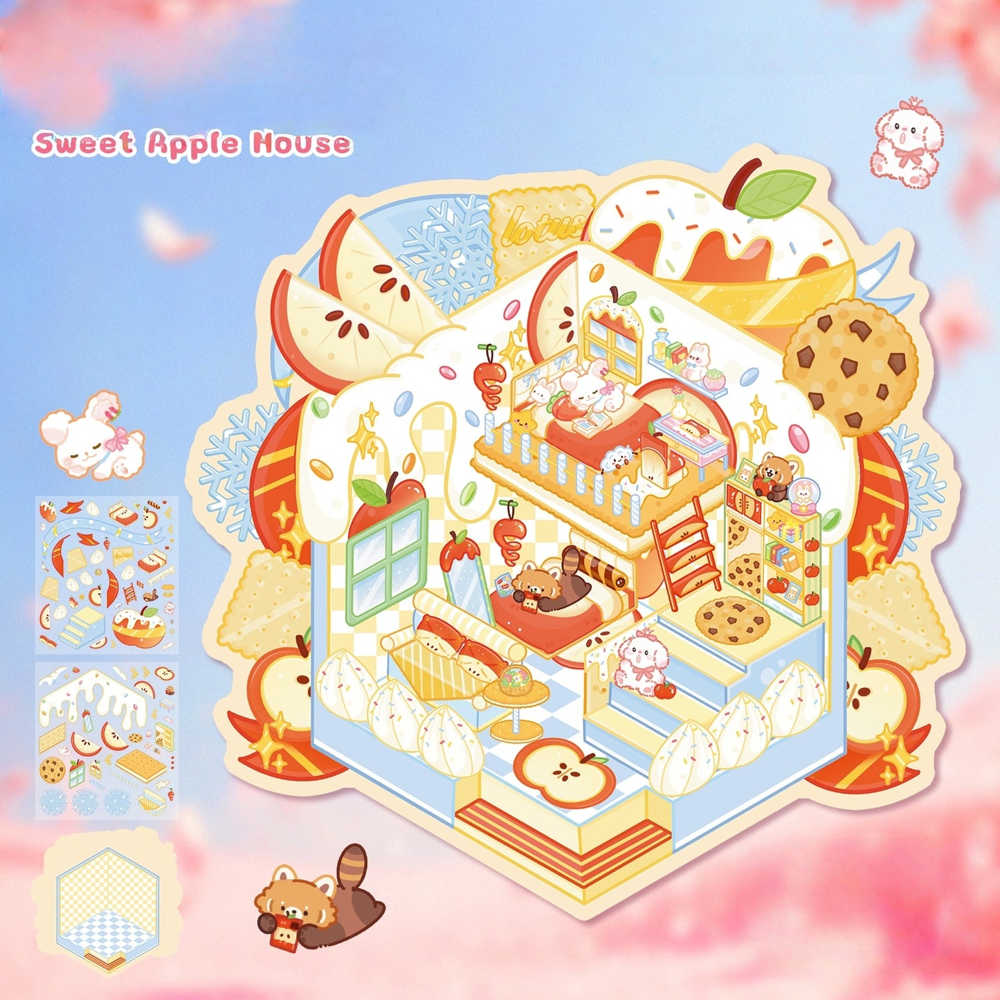 Dream Villa 3D Sticker | 4 Cute Miniature Scenes