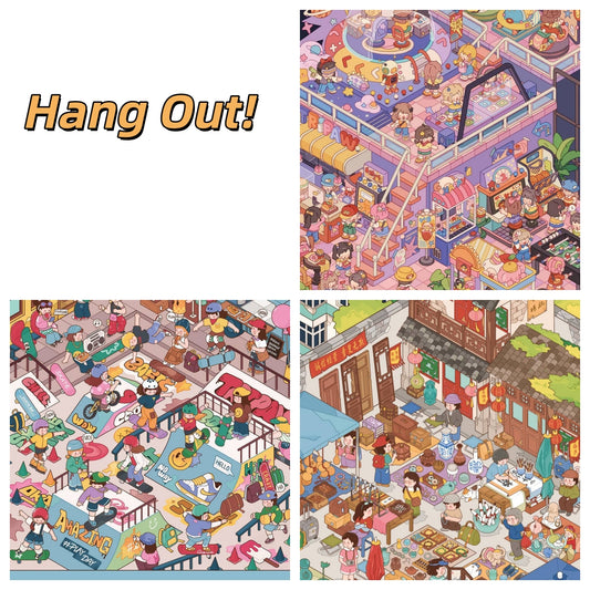 Hang Out 3D Sticker | 3 Cute Miniature Scenes