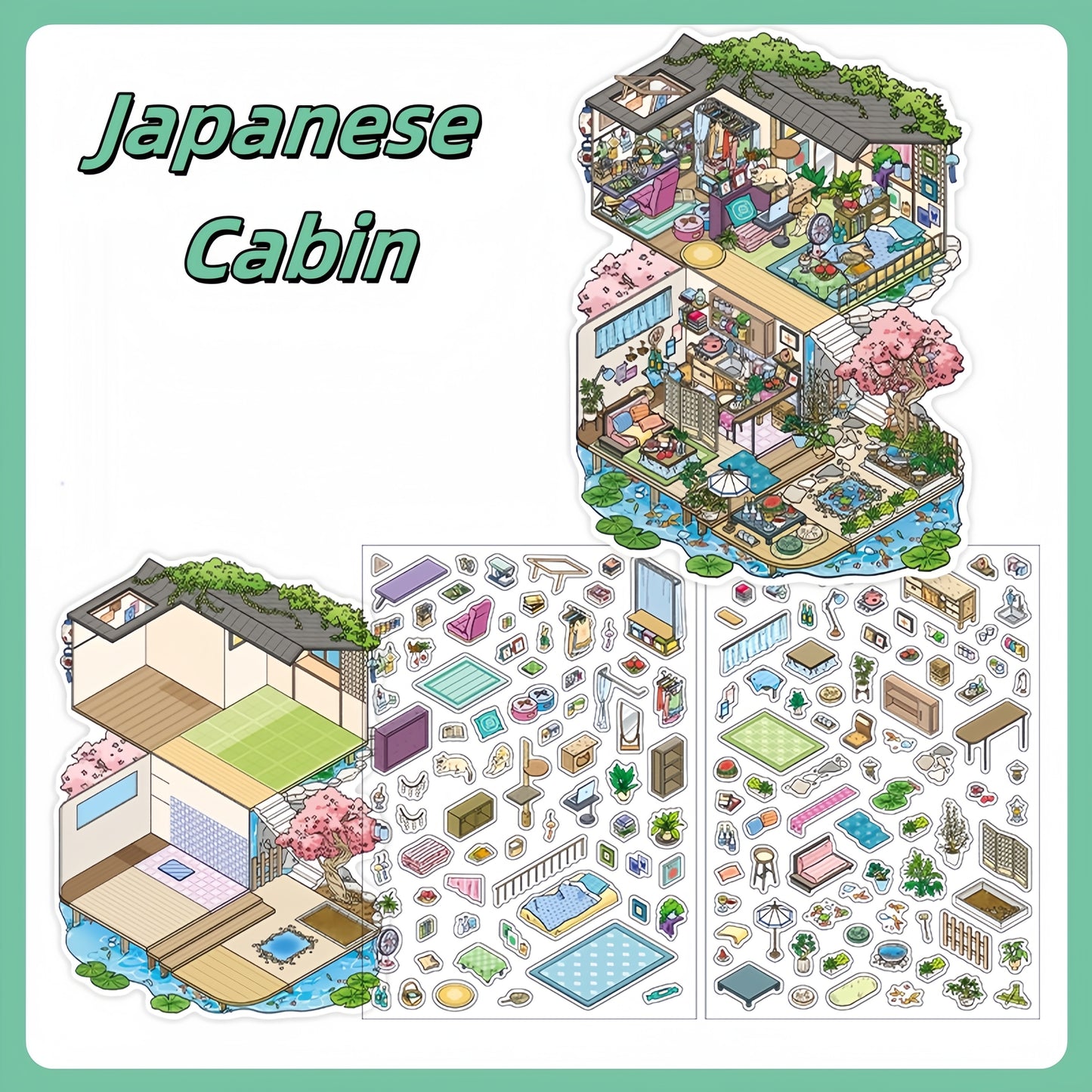 Little Dream House 3D Sticker | 4 Cute Miniature Scenes
