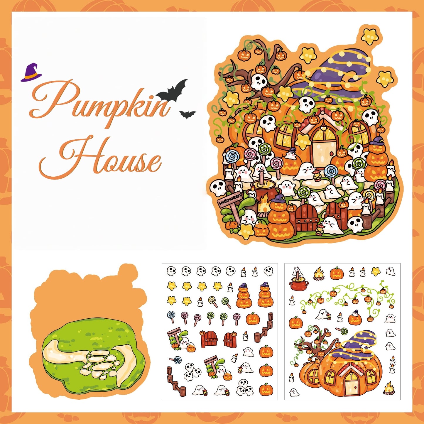 Halloween Limited Edition 3D Sticker | 4 Cute Miniature Scenes
