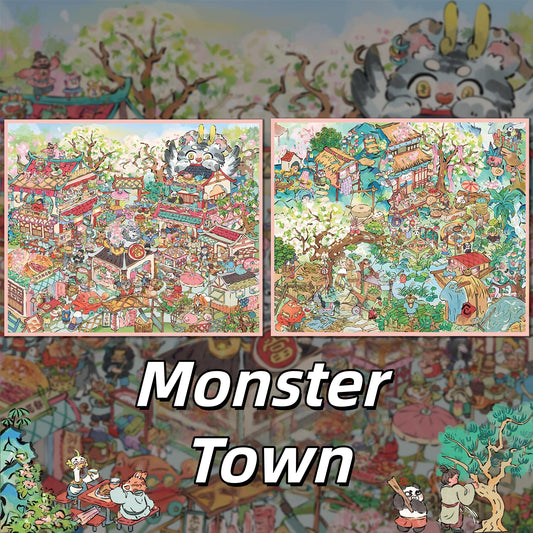 Monster Town 3D Sticker | 3 Cute Miniature Scenes
