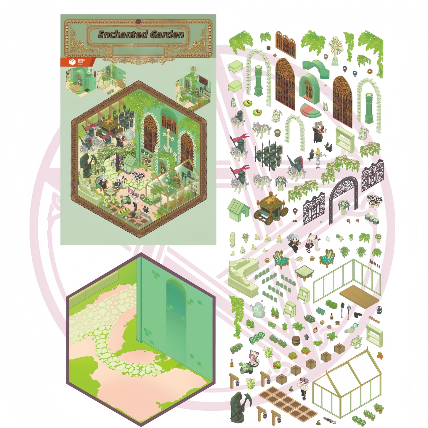 Wolfe Manor Tales 3D Sticker | 4 Cute Miniature Scenes